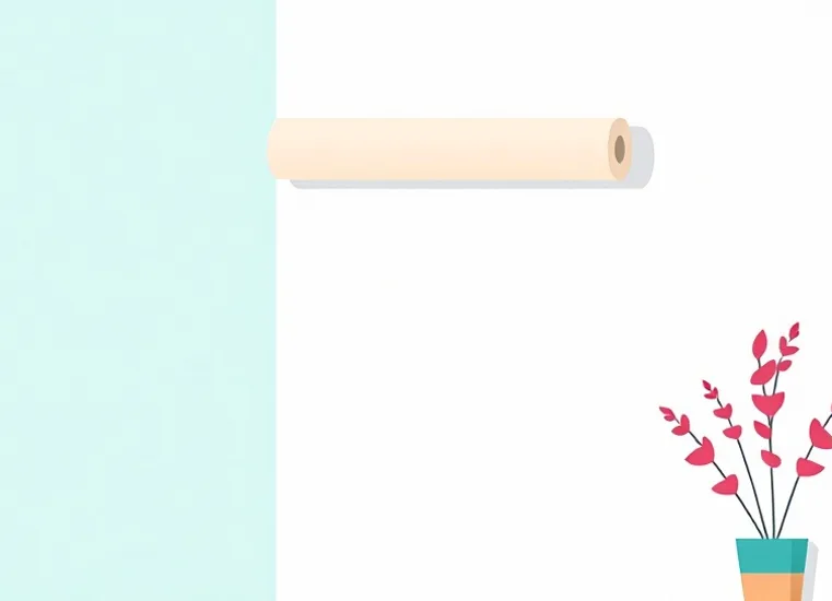 Pose de papier peint, rouleau et brosse à maroufler